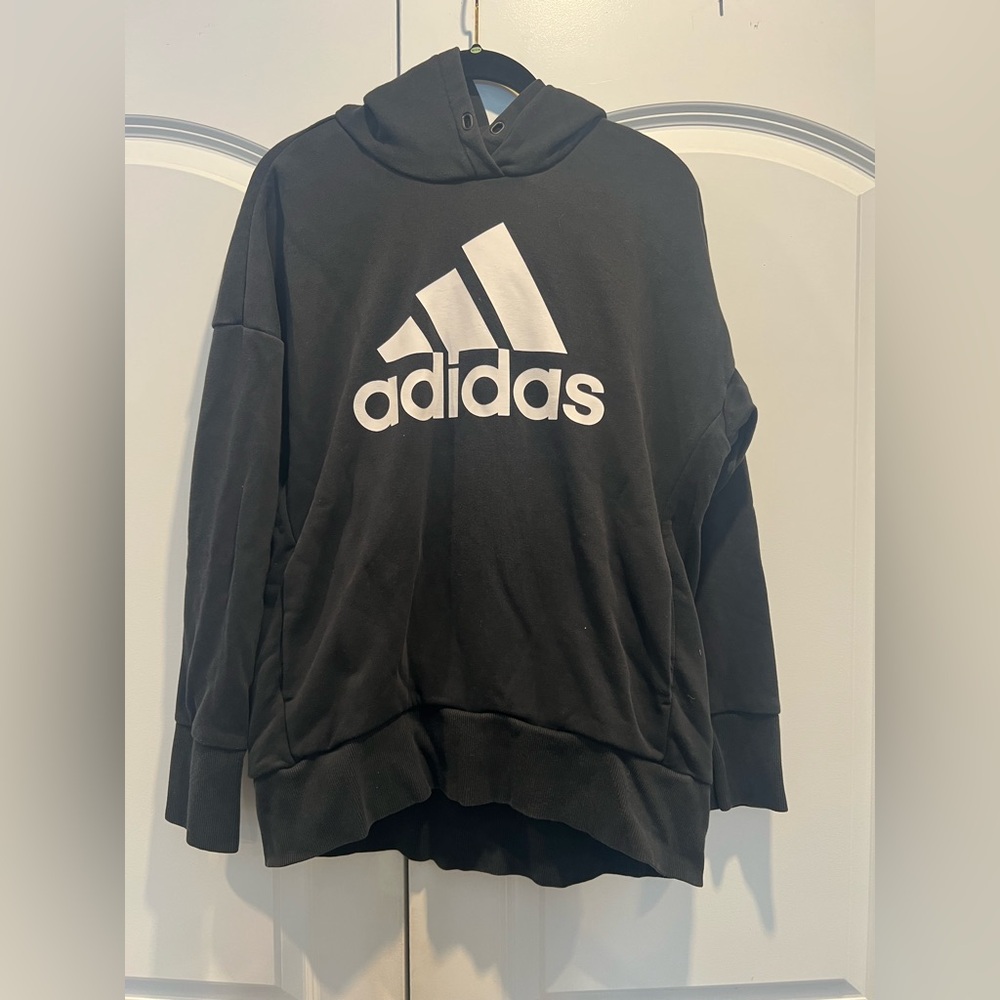 Adidas Black and White Logo Hoodie